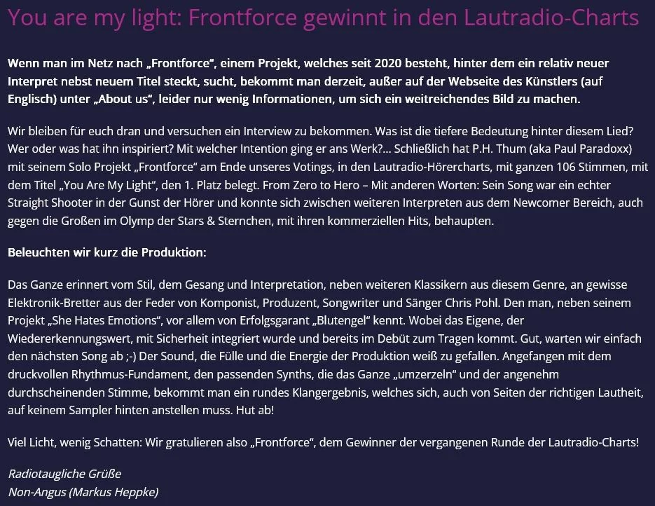 Lautradio Charts FrontForce